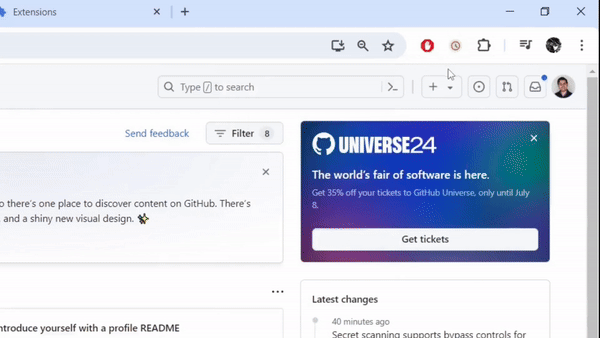 A gif of a Chrome extension for passive website time tracking